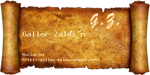 Galler Zalán névjegykártya
